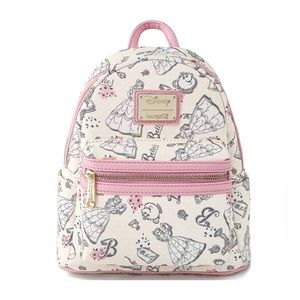 🥀LOUNGEFLY Beauty and the Beast AOP Mini Backpack NWT!!🌹